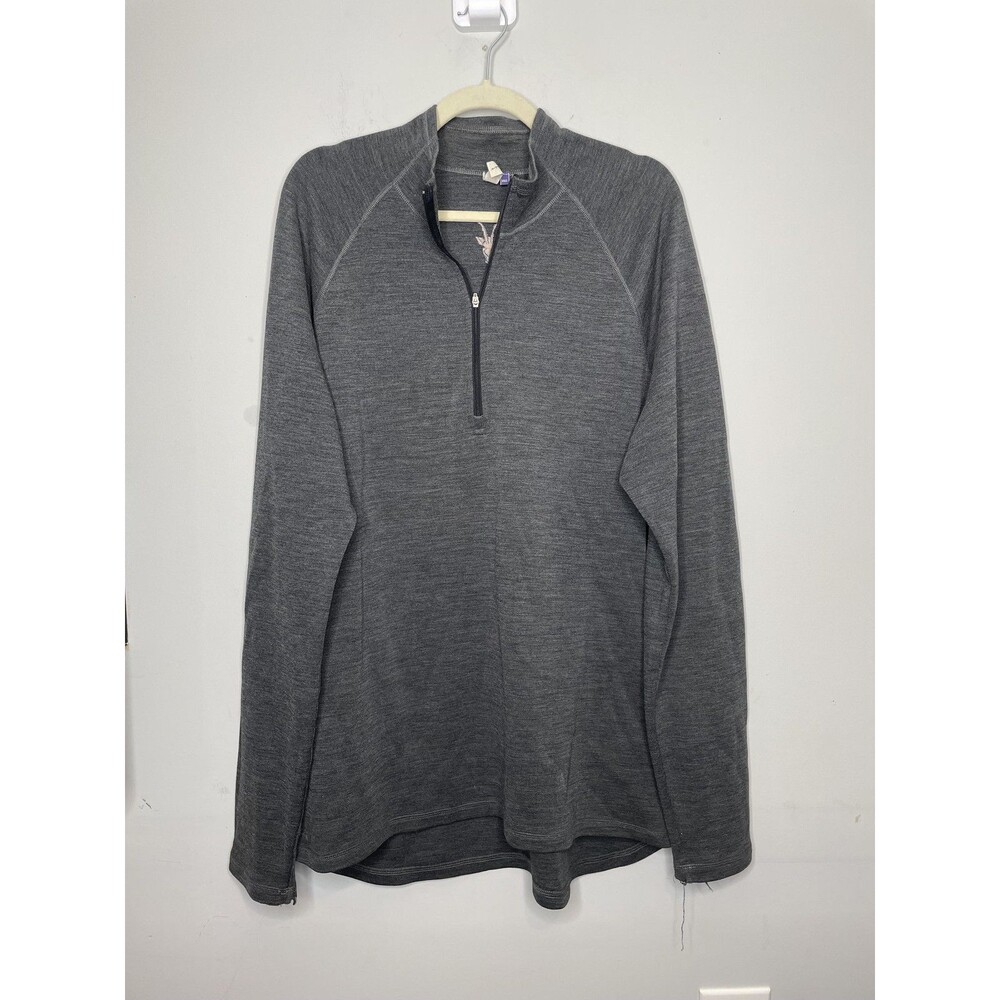 Ibex Sweater Mens 2XL Gray 1/4 Zip Merino Wool Mock Neck Hiking Outdoor FLAWED
